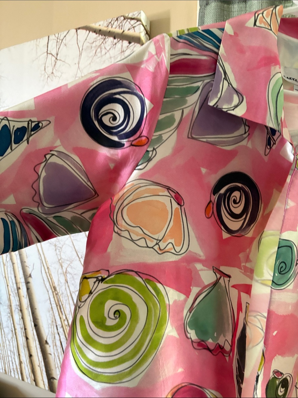 Carolyn Rose Pink Multicolor Abstract Print Jacket - Picture 6 of 7